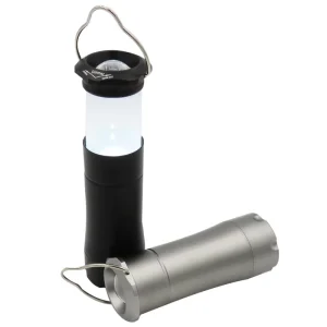 Aluminum 1W LED Camping Flashlight 3 Modes AAA Battery Powered Portable Lantern with Hanging Hook for Outdoor Emergency Hiking
