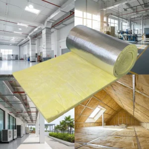 Aluminum Faced FSK Foil Insulation Glass Wool Blankets Heat Insulation Sound Absorb Glass Wool Roll