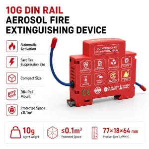 Automatic Aerosol Fire Extinguishing Device 10-40g CE Certification DIN Rail Type Custom UV Logo Protect PV Combiner Box