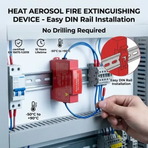 Automatic Aerosol Fire Extinguishing Device Class C for Data Center Server Room Electrical Panel 5-Second Rapid Suppression DIN