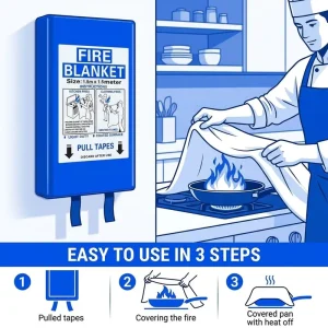 B2B 1.5m PVC Hard Box Fire Blanket Fiberglass CE EN1869 Retail Safety Product