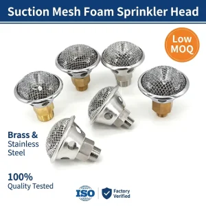 BSPT 1/2″ 3/4″ 1″ Brass & Stainless Steel Suction Mesh Foam Sprinkler Head Open Type Fire Nozzle for Foam System