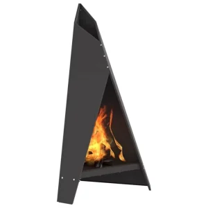 Black Metal Wood Burning Fire Pit with Powder Coated Finish Portable Outdoor Heater