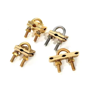 Brass & Copper Spring U Bolt Clamp for Ground Rod to Cable Connection