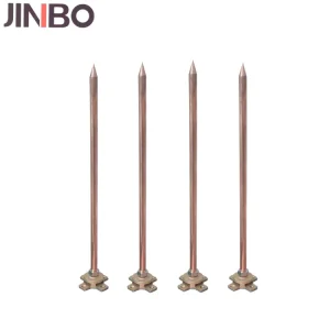 Building Lightning Protection System Copper Lightning Rod 14*500mm With Multi Point