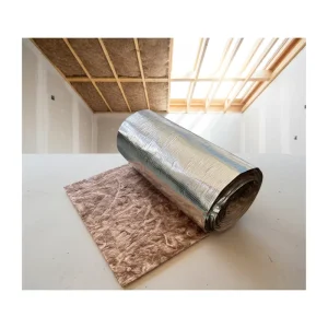 CE A1 Fireproof Thermal Insulation Material Glass Wool Roll EN13501 Lambda 0.039 Roof Brown ECO Friendly FSK Glass Wool Blanket