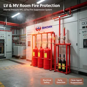 CE Approved FM200 Gas Fire Suppression System 70L 180L Internal Stored Pressure for Data Center Server Cabinet