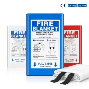 CE Certified 1.2m*1.2m Fireproof Blanket 0.43mm Fiberglass Fabric PVC Rigid Box Single Pack Restaurant Hotel Safety