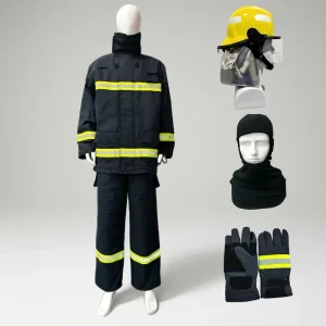 CE Certified Aramid Cotton Fireman Workwear Reflective Firefighting Suit Forest Wildland Gear Set with Helmet Jacket Trousers