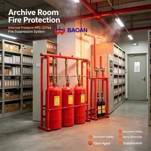 CE Certified QMH FM200 Gas Fire Suppression System Stainless Steel for Archives and Industrial Facilities