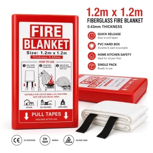 CE Compliant 1.2m Fire Blanket PVC Hard Box 430g Fiberglass Fabric for B2B Safety Supply