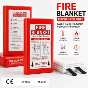 CE EN1869 1.2m * 1.2m Fire Blanket PVC Hard Case Fiberglass Grease Fire Emergency Tool