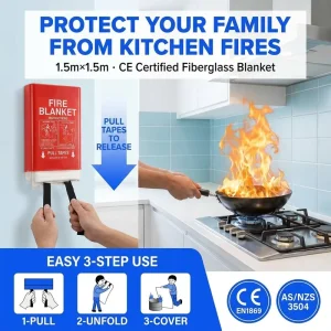 CE EN1869 1.5m * 1.5m Fire Blanket PVC Hard Case Fiberglass Emergency Fire Protection