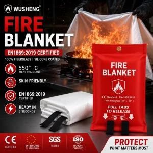 CE EN1869 Certified Fiberglass Fire Blanket 40×40 Inch Home Kitchen Emergency Fire Safety Blanket Factory