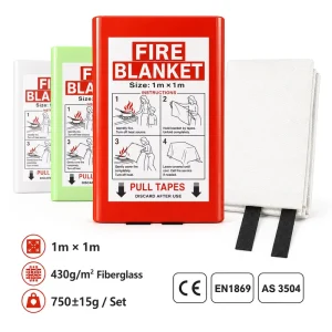 CE EN1869 Fiberglass Fire Blanket 1*1m PVC Case Kitchen Grease Fire Safety Fast Response Use