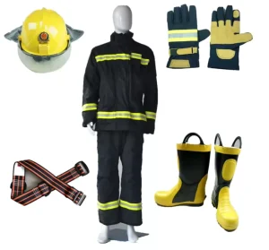 CE Full Set Aramid Fireman Gear Heat Insulation EN469 Fire Fighting Suit Helmet Hood Boot Glove and Belt