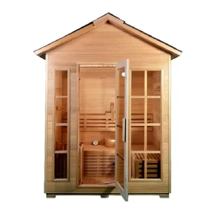 Canadian Red Cedar Cube Outdoor Sauna Room Traditional Wood Fired Small House Sauna Stove Heating
