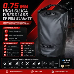 Car Emergency Fire Blanket EV Battery Fire Protection 1600 Celsius Short Term Resistance