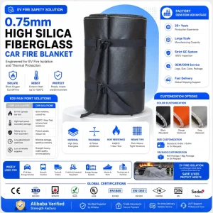 Car Fire Emergency Blanket 0.75mm High Heat Resistant EV Safety OEM Manufacturer
