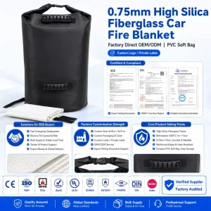 Car Fire Suppression Blanket EV Emergency Equipment High Temp Resistant OEM