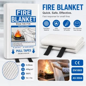 Car Garage Fire Blanket PVC Hard Box Fiberglass 1*1m CE Certified Safety Emergency Use