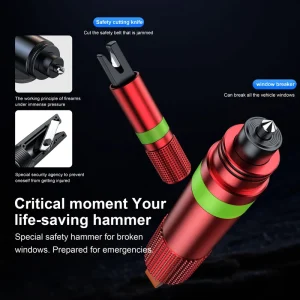 Car Safety Hammer Seatbelt Cutter Multifunctional Aluminum Alloy Window Breaker Mini Portable Emergency Tool for Car Rescue