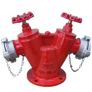 Cast Iron Double Outlet Fire Hydrant Double Valve 65 mm Water Inlet 80 mm GOST Firefighting Accessory for Class B Fires