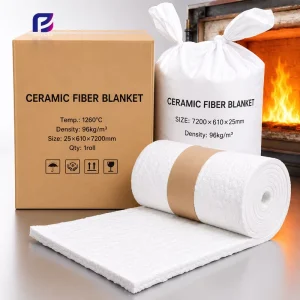Ceramic Fiber Blanket Needle Punched Dense Roll 1260C 128Kg M3 for Ceramic Kiln Door Heat Loss Control Projects
