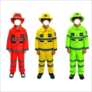 Children’s Engineer Firefighter Suit Set Five Piece Police Uniform Firefighter Worker Fireproof Protection Suit Career Costume