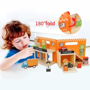 Children’s Play House Parking Lot Role Playing Simulation Police Fire Station Assembling Educational Wooden Toys