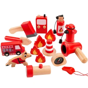 Children’s Playhouse Fire Kit Educational Simulation Fire Engine Tools Cognitive Men and Women Interactive Wooden Toys