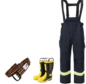 Classic Firefighter Suit with Flame Retardant Jacket Pants Helmet Boots