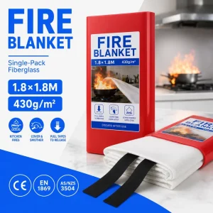Commercial 1.8m Fire Blanket PVC Hard Box Fiberglass No Powder No Mess Safety Product