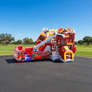 Commercial Grade PVC CE Certified Inflatable Bouncer Castle Combo Fire Truck Bounce House Slide for Party