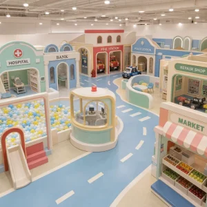 Commercial Indoor Playground Equipment with Fire Police Career Rooms for Family Entertainment Center