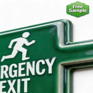Custom 3D Deep Embossed Emergency Exit Enamel Safety Sign Gloss Green Rectangular Building Fire Escape
