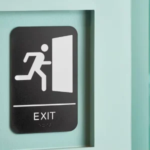 Custom Acrylic Braille Exit Sign Raised Tactile Letter Public Emergency Escape Direction Signage