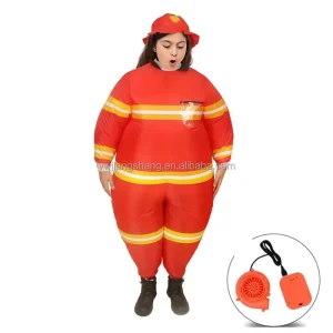 Custom Design Inflatable Firefighter Suit Waterproof Polyester Fabric Adult Unisex Halloween Mascot Cosplay Fancy Dress