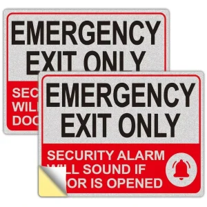 Custom Emergency Exit Security Alarm Sign High Visibility Vinyl Personalized Text Size for Factory Warehouse Commercial
