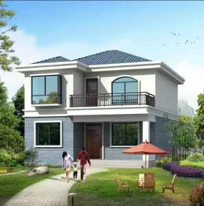 Custom Light Steel Frame Hurricane Proof Log Cabin Kits Detached Prefab Villa Houses With CE Standard