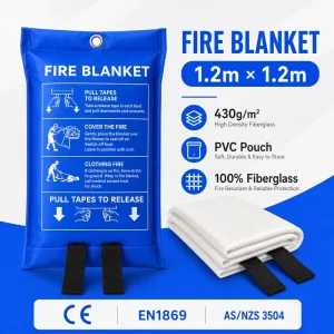 Custom Logo 1.2*1.2m Fiberglass Fire Blanket PVC Soft Pouch OEM Fire Safety Blanket Supplier Factory Direct
