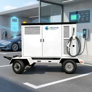 Custom Mobile Energy Storage EV Charging Station LiFePO4 All in One ESS with 4G Remote Monitoring & Optional Fire Suppression