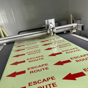 Custom PVC Glow in the Dark Fire Evacuation Sign Arrow Exit and Floor Mounted Photoluminescent Roadway Safety Sign for Escape