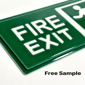 Custom Raised Letter Fire Exit Warning Sign Gloss Green Indoor Outdoor Mall Factory Fire Safety Indicator