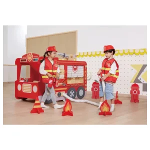 Customized Fireman Role Play Game Set Indoor Amusement Park Featuring Fiberglass Steel Wooden Fire Truck