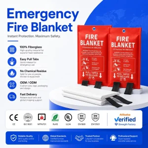 DIN EN1869 Certified 1*1M Fire Blanket for Home Kitchen Safety SMETA Audited Manufacturer Factory Price