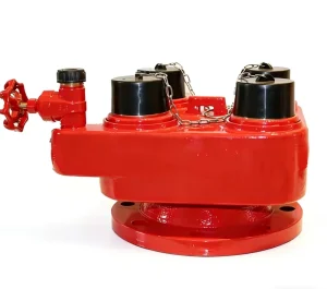 DN150 4 Way Fire Pump Breeching Inlet Valve BS 5041 Certified Dry Riser Inlet Cast Iron Pillar Hydrant Connection
