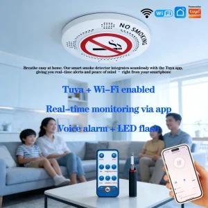 DS 800 Fire Safety Tuya WiFi APP Control Voice Alarm Fire Alarm Detector for Home School Office Hotel Restaurant Commercial