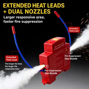 Double Nozzle Aerosol Sticker Fire Extinguisher Automatic Fire Protection Device with Long Sensor Wire for Data Center Cabinet