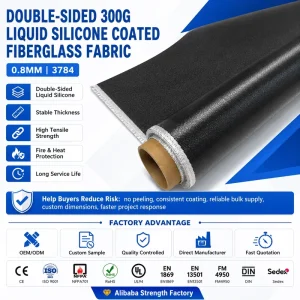 Double Side 300g Silicone Coated 3784 Fiberglass Fabric for Industrial Thermal Blanket
